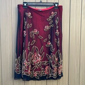 Basil & Maude Mesh Beaded Skirt Women's 8 Whimsigoth Dark Romantic Y2K